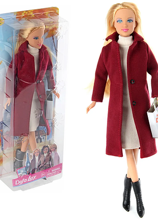 Кукла defa lucy осенняя коллекция в бордовом пальто 8419-bf