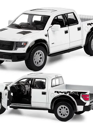 Машинка металева kinsmart 1:46 2013 ford f-150 svt raptor supercrew kt5365w інерційна, двері відчиняються / білий