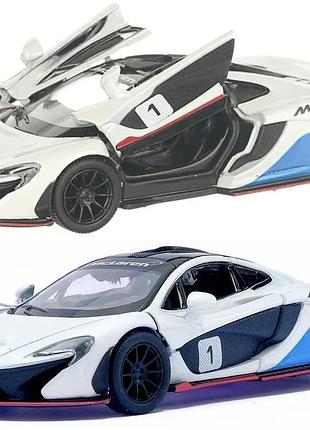 Машинка металева kinsmart 1:36 mclaren p1 інерційна, kt5393wf білий з принтом