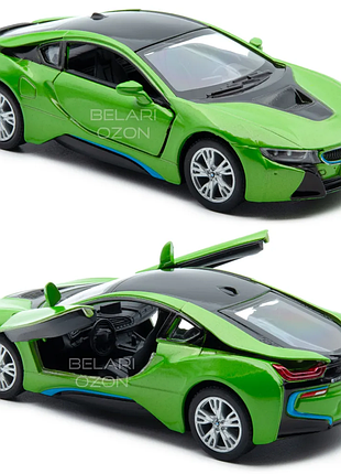Машинка металлическая kinsmart 1:36 bmw i8 инерционная kt5379wa зеленый