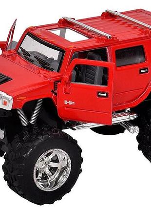 Машинка металева kinsmart kt5337wb 1:40 2008 hummer h2 suv off road інерційна, двері відчиняються / червоний