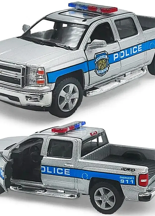Машинка металева kinsmart 1:46 2014 chevrolet silverado police інерційна, двері та багажник відчиняються kt5381wpr