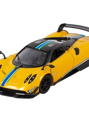Машинка металлическая kinsmart 1:38 2016 pagani huayra bc инерционная, двери открываются kt5400wf / желтый с принтом