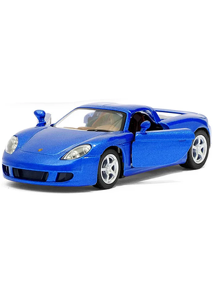 Машинка металева kinsmart 1:36 porsche carrera gt (інерційна, відкриваються двері, синя kt5081w)