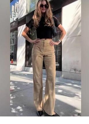 Штани замш замшеві штани брюки  zara пісочні жіночі м