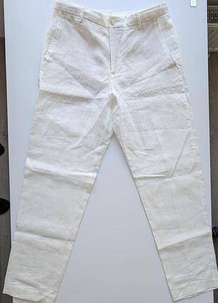 Zara, белые льняные штаны