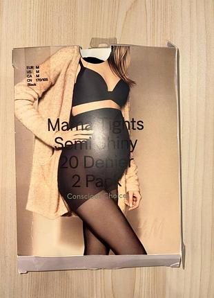 Черные капроновые колготы для беременных 20ден от h&m p.m