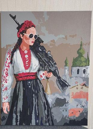 Картина для декора декора декоративная картина несокрушимая украинка 50×40 см декор картины