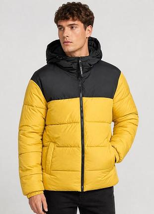 Куртка демісезонна чоловіча jack&jones s l жовтогарячий з чорним (12345677-21)
