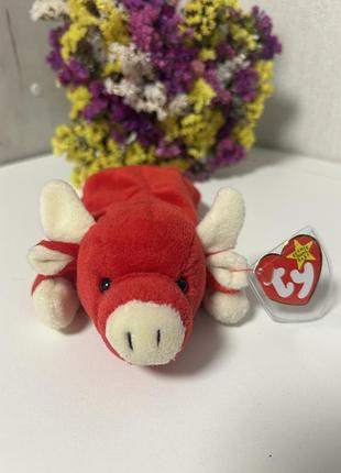 Колекційна м'яка іграшка ty beanie baby бичок снорт snort 1995 оригінал