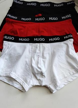 Новые мужские боксеры hugo boss, комплект из 3 штук, красно-черно-белые (м)
