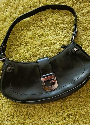 Вінтажна сумка-багет guess оригінал чорна y2k 2000s, сумочка guess