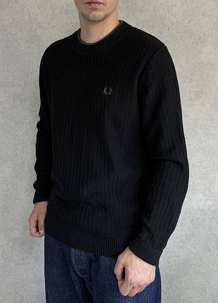 Джемпер fred perry чорний, фактурна бавовна, розмір l