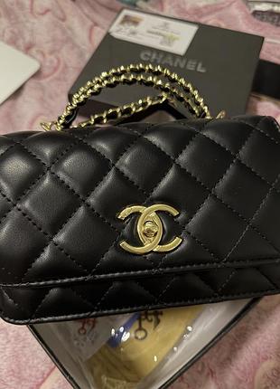 Сумка для жінок chanel чорна стьобана
