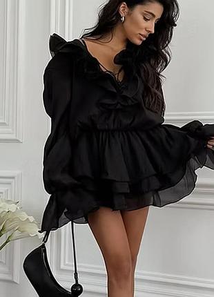 ⭐⭐⭐⭐⭐ 
пышное шифоновое платье с длинным рукавом платья с воланами 🎀