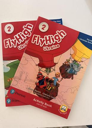 Fly high 2. ukraine комплект книжка підручник кольоровий друк + робочий зошит друковані проклеєні