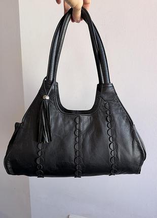 Сумка-хобо, кожаная marks &amp; spencer - оригинальная, изысканная,женая,черного цвета, плечо