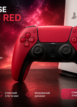 Бездротовий контролер sony dualsense cosmic red для ps5, геймпад, червоно-чорний