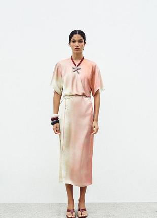 Zara tie-dye print midi dress градієнтна сукня
