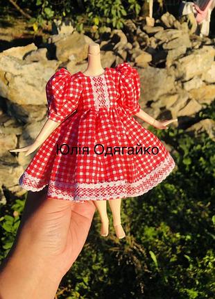 Одяг для ляльки блайз, сукня в клітинку. плаття для ляльок blythe