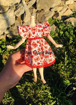 Одяг для ляльки блайз, сукня валентинка. плаття для ляльок blythe