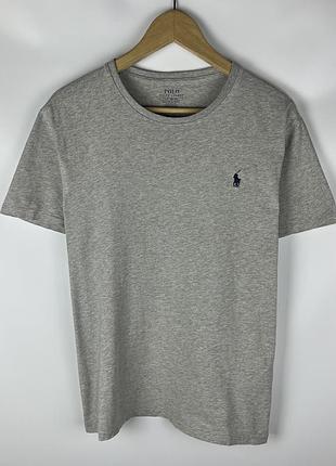Чоловіча сіра базова футболка polo ralph lauren custom slim fit