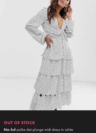 Сукня з рюшами  в горох na-kd polka doll  ярусне плаття в горошок  в чорний горошок (polka dot) від шведського бренду na-kd