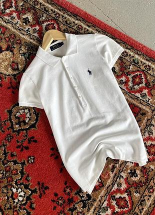Женская белая футболка поло polo ralph lauren