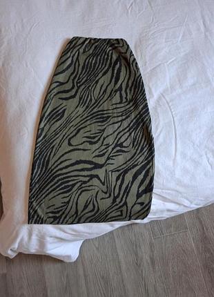 Женская юбка миди с анималистическим принтом с разрезом boohoo