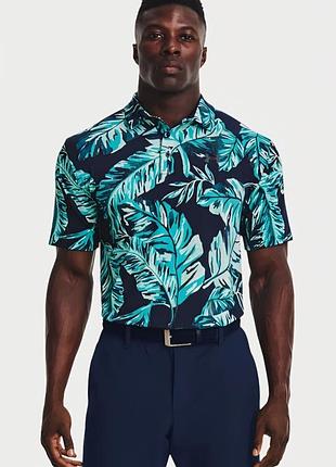 Шикарное поло синего цвета в тропический принт under armour the play - off polo