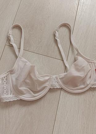 Белый бюстгальтер базовый бюст ажурный лиф scholler 34b 75b 70c