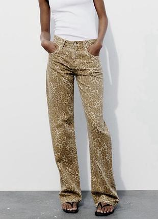 Zara джинси   trf wide leg леопардові
