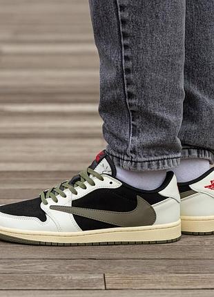 Кросівки nike air jordan retro 1 low x travis scott og olive