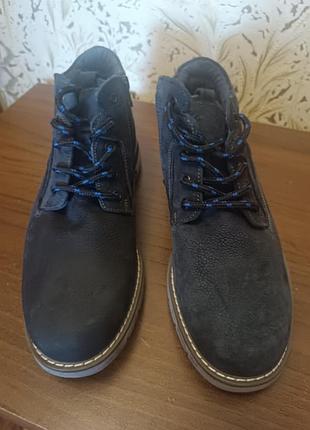 Черевики чоловічі hush puppies сині шкіряні на шнурівці