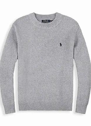 Сірий светр polo ralph lauren з фактурною в’язкою розмір l