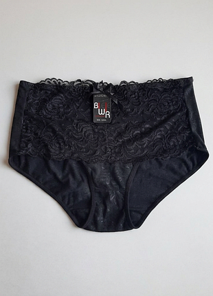 Труси бавовняні biweier високі xxxxl (фактично xl/2xl) жіночі чорні висока посадка