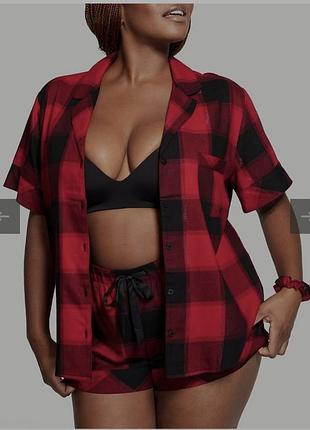 Оригинальная пижама victoria’s secret flannel short pj set red plaid