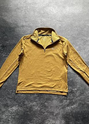 Бігова спортивна кофта nike dri-fit element (half-zip/1/4-zip) у гірчично-жовтому або золотавому відтінку