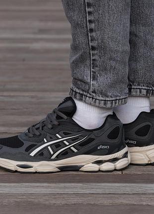 Кроссовки asics gel nyc gore-tex black beige suede