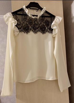 Шифонова блуза zara з мереживом