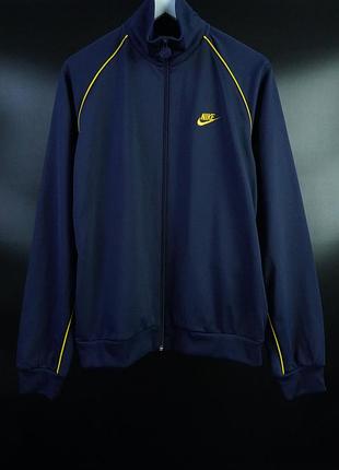 Чоловіча вінтажна спортивна олімпійка оригінал vintage y2k nike embroidered logo track jacket navy/yellow size l