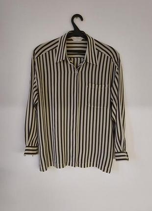 Шелковая винтажная блуза в полоску st michael marks &amp; spencer (размер l/xl)