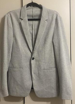 Чоловічий трикотажний піджак zara (блейзер) сірого кольору, розмір s (46)