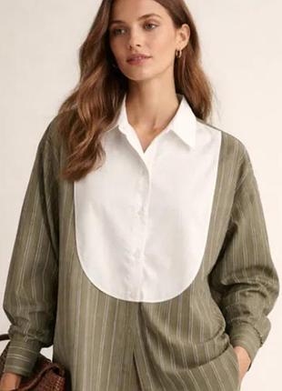 Неймовірна стильна  легенька коттонова оверсайз сорочка в полоску massimo dutti