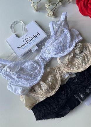 Знижки 3 шт набір мереживних бюстгалтерів на кісточках primark