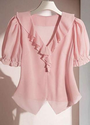 Shein шифонова оверсайз блуза напівпрозора блузка сорочка розлітайка