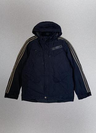 Чоловіча вінтажна куртка adidas hu806 cargo 3s jacket 2010 чорна з золотими лампасами на утяжках