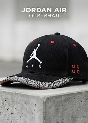 Кепка бейсболка jordan air оригинал чорна з принтом слоник / snapback джордан