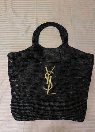 Сумка пляжна чорна ysl