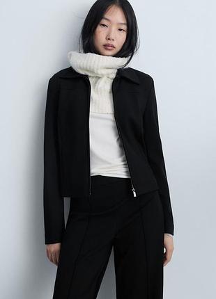 Куртка чорна zara вітровка з коміром жіноча м-л